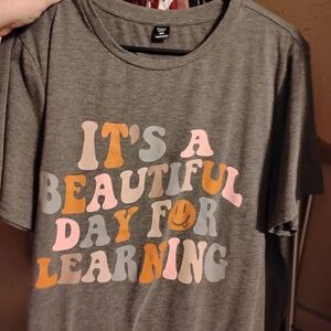 SHEIN Gray Tee with Colorful Print